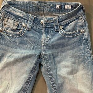 Miss Me Boot Cut Jeans with Distressed Vintage Look